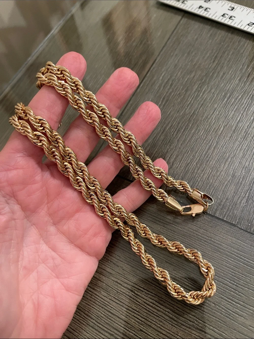 Vintage Style Classic Diamond-Cut Gold-tone Rope Chain Necklace